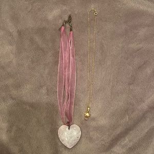 2 Necklace Set Birthstone Angel Heart Lavender Purple